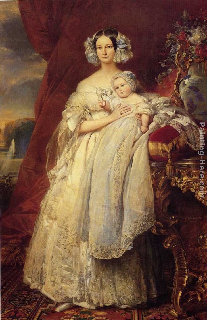 Franz Xavier Winterhalter Helene Louise Elizabeth de Mecklembourg Schwerin, Duchess D'Orleans with Prince Louis Philippe Albert D'Orleans, Comte de Paris
